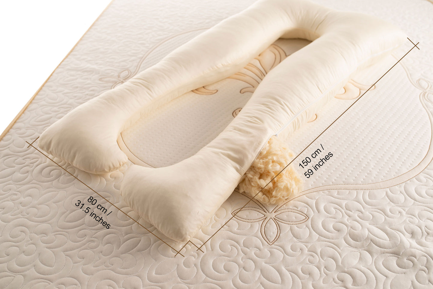 The Woolland Natural wool pregnancy pillow