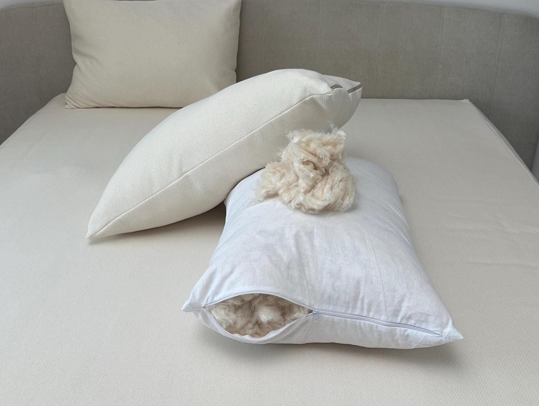sleeping pillow filled with natural kapok. organic cotton covered and kapok stuffed pillow