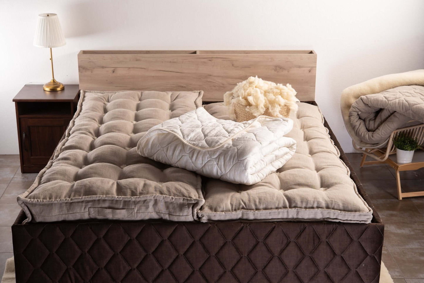 All season linen merino wool blanket