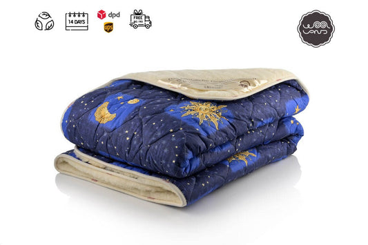 Wool Blanket, Celestial Blanket, Blue Blanket, Soft Blanket, Bedroom Blanket, Cal. King Blanket, Merino Wool Blanket, Winter Blanket